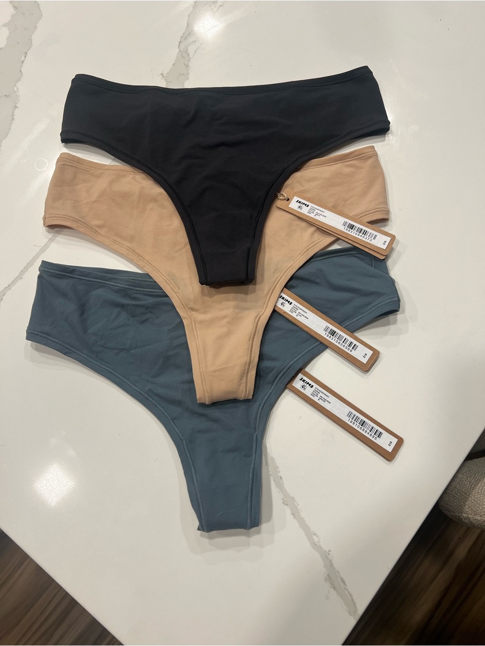 SKIMS Micro Thong Trio in Black, Nude & Slate Blue NWT
